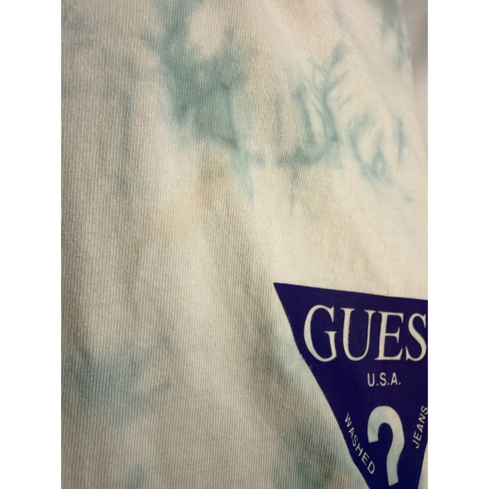 Guess Los Angeles Tie Dye T-Shirt Mens Large Blue White Triangle Logo Graphic - Picture 5 of 6